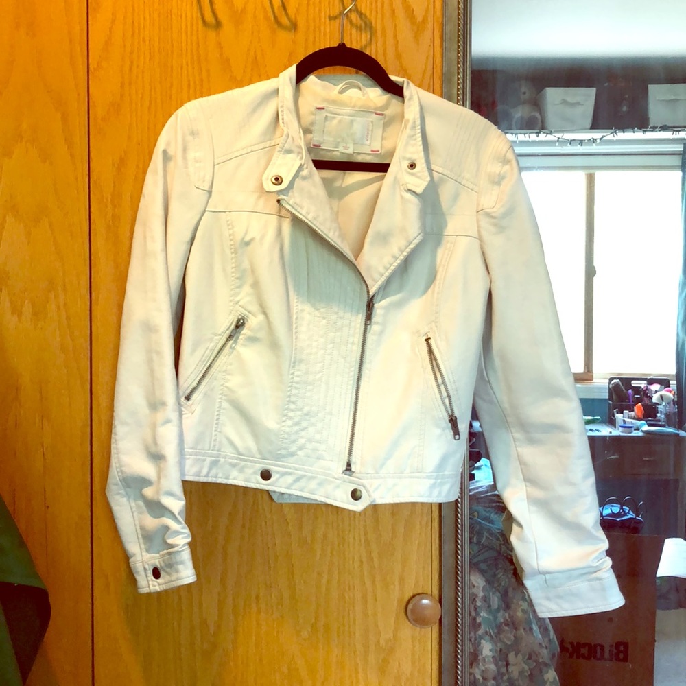 White Faux Leather Jacket